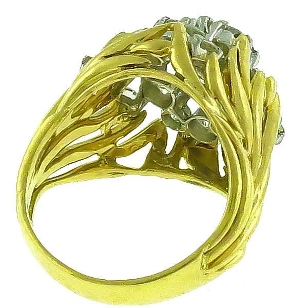 Estate 1.95ct Round Cut Diamond Cluster 18k Yellow Gold Ring