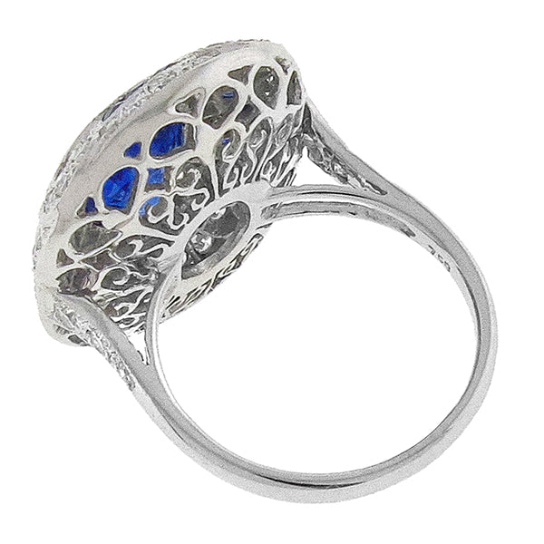 Estate 2.74ct Cushion Cut and French Cut Diamond Ring