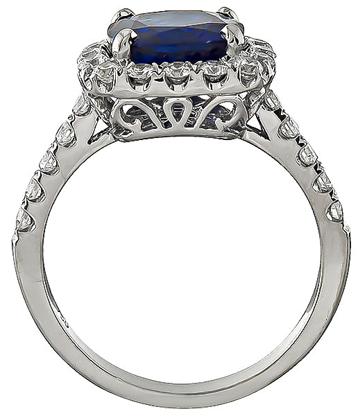 Estate 2.79ct Sapphire 0.75ct Diamond Engagement Ring