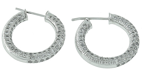 Estate 3.00ct Diamond Hoop Earrings