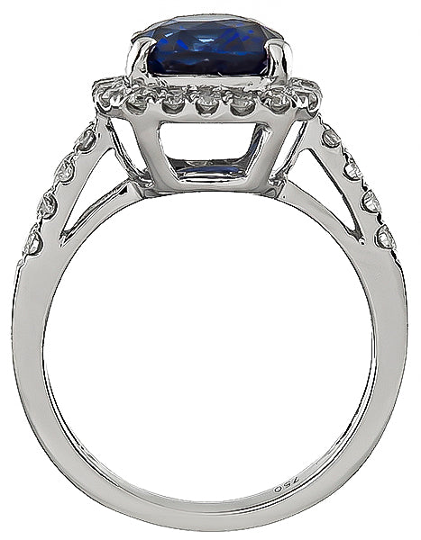 Estate 3.06ct Sapphire 0.50ct Diamond Engagement Ring