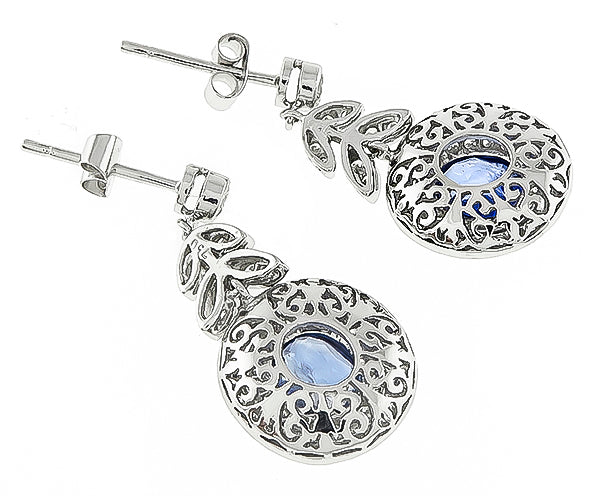Estate 3.50ct Sapphire 1.18ct Diamond Earrings