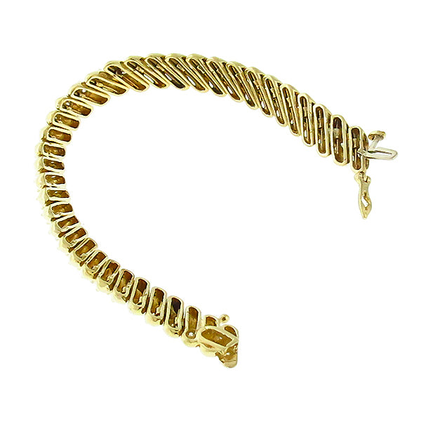 Estate 3.60ct Round Cut Diamond 14k Yellow Gold Tennis Bracelet