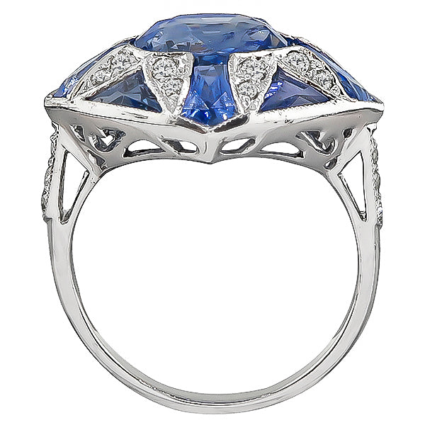 Estate 4.08ct Sapphire 0.34ct Diamond Ring