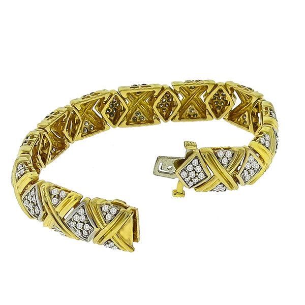 Estate 4.50ct Round Cut Diamond 14k Yellow Gold Bracelet