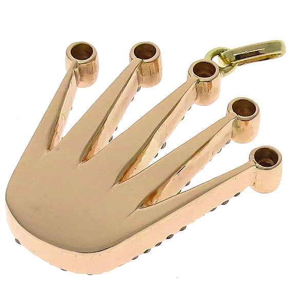 Estate 4.75ct Round Cut Diamond 14k Pink & Yellow Gold Crown Pendant