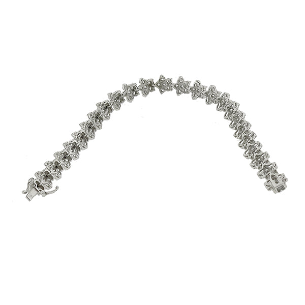 Estate 5.00ct Round Cut Diamond 18k White Gold Floral Bracelet