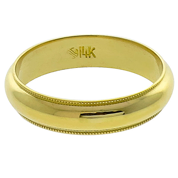 Estate 5mm Milgrain 14k Yellow Gold Wedding Band