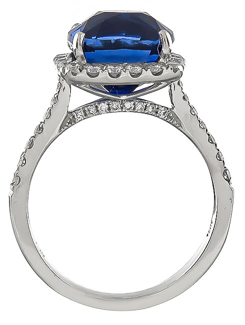 Estate 6.57ct Sapphire 0.50ct Diamond Engagement Ring