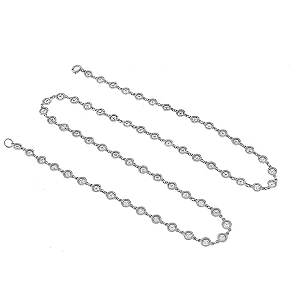 Estate 7.22ct Round Cut Diamond By The Yard Platinum Necklace