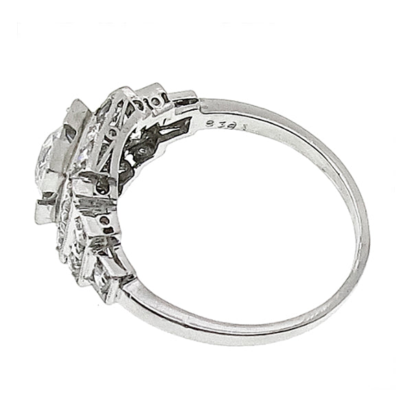 Estate Antique Art Deco 0.77ct Old Mine Cut Diamond Platinum Engagement Ring