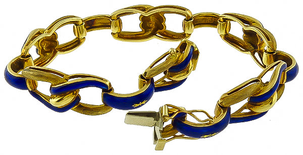 Estate Enamel Gold Bracelet
