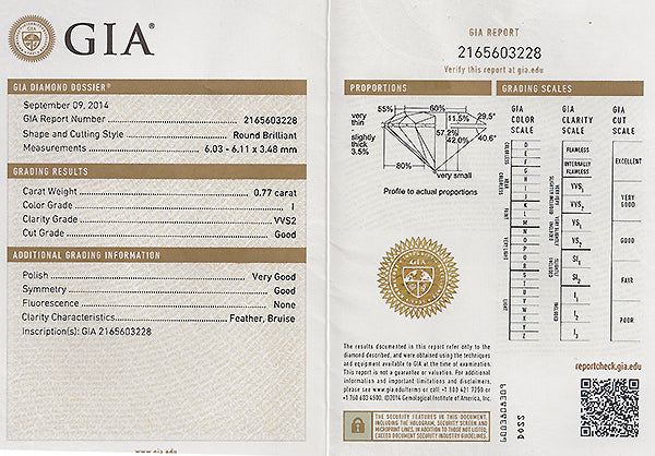 Estate GIA Certified 0.77ct Diamond Engagement Ring