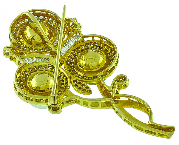 Estate South Sea Pearl 4.00ct Diamond Flower Pin