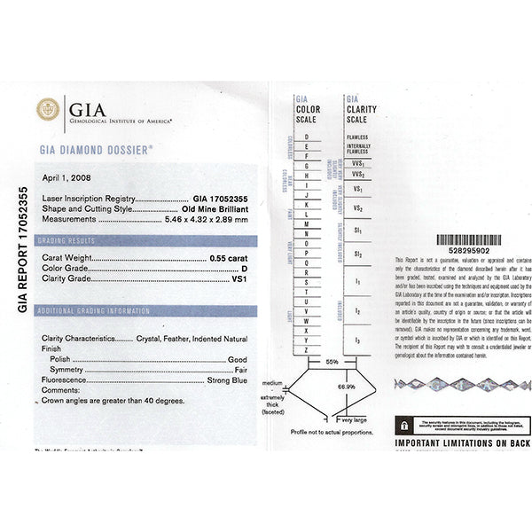 GIA Certified 0.55ct Diamond Engagement Ring