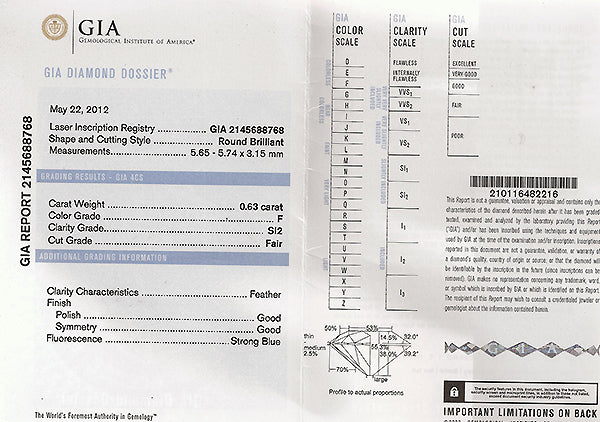 GIA Certified 0.63ct Diamond Engagement Ring