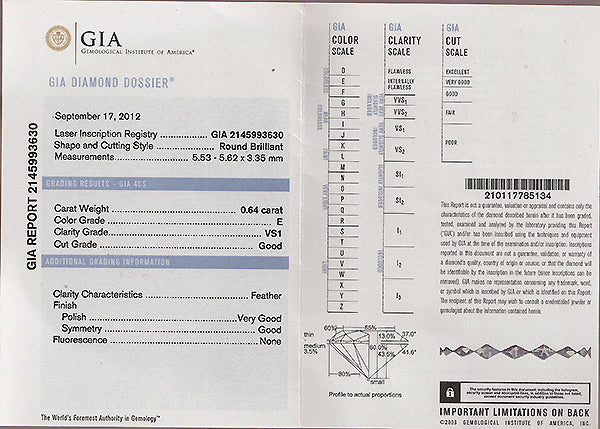 GIA Certified 0.64ct Diamond Vintage Engagement Ring