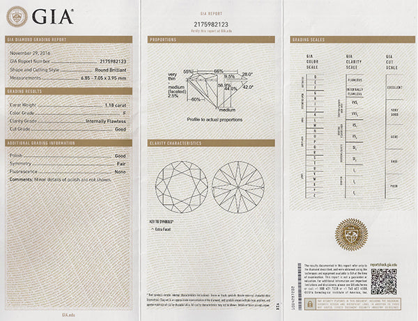 GIA Certified 1.18ct Diamond Engagement Ring