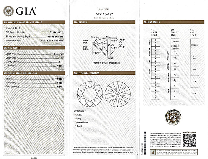 Vintage GIA Certified 1.05ct Diamond Engagement Ring