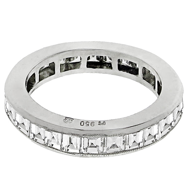 Estate 1.45ct Carre Cut Diamond Eternity Platinum Wedding Band