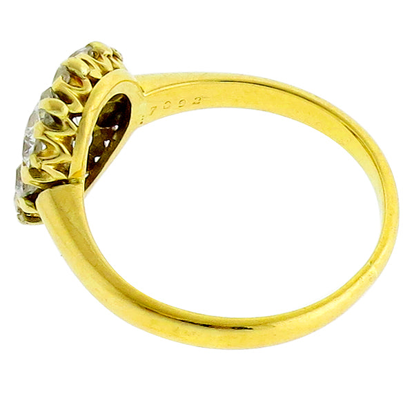 Antique Victorian 0.51ct Old Mine Cut Diamond 14k Yellow Gold Ring