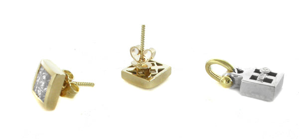 Princess Cut Diamond 18k Gold Jewelry Set