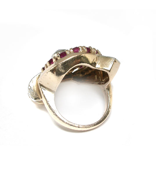 Retro 0.35ct Diamond Ruby14k Pink and White Gold Ring