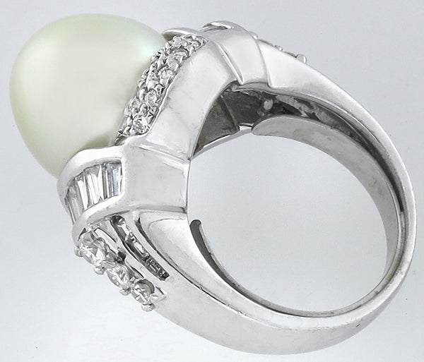 South Sea Pearl 1.00ct Diamond Ring