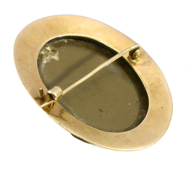 Victorian 14k Yellow Gold Lava Bacchanalia Cameo Pin