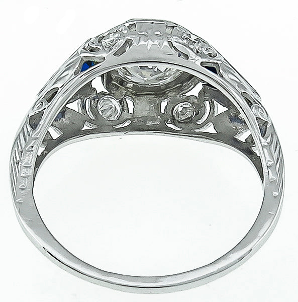 Vintage 0.64ct Diamond Sapphire Engagement Ring
