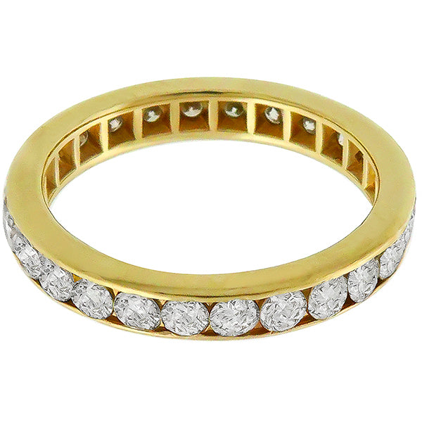 Vintage 1.00ct Round Cut Diamond Eternity 14k Yellow Gold Wedding Band