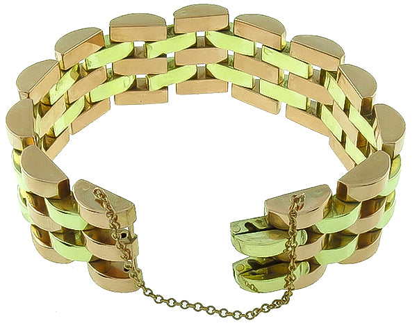 Vintage 1940s Two Tone Gold Bracelet