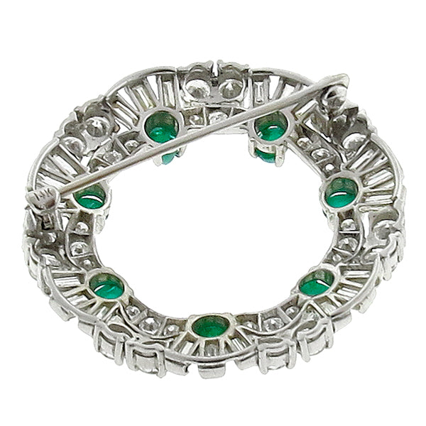 Vintage 3.40ct Diamond Emerald Round Pin