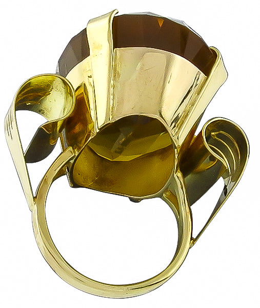 Vintage 50.00ct Citrine Gold Ring