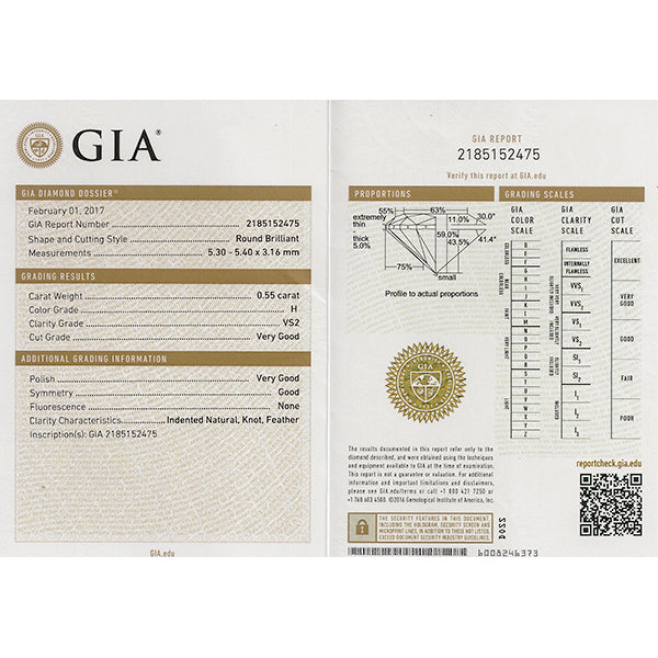 Vintage GIA0.55ct Round Brilliant Diamond 14k White Gold Engagement Ring