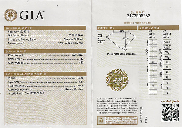 Vintage GIA Certified 0.77ct Diamond Engagement Ring