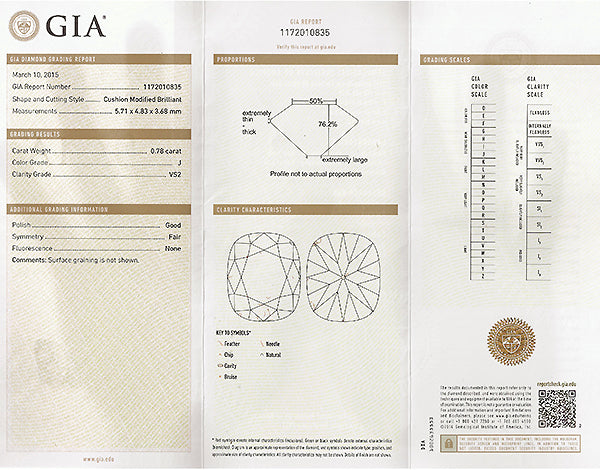Vintage GIA Certified 0.78ct Diamond Engagement Ring