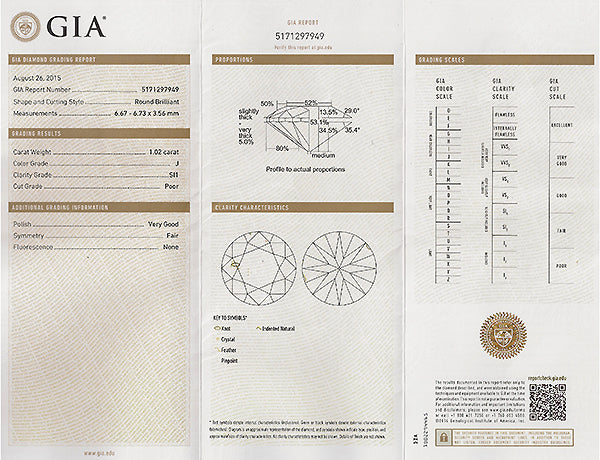 Vintage GIA Certified 1.02ct Diamond Engagement Ring