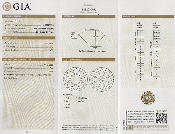 Vintage GIA Certified 1.02ct Diamond Engagement Ring
