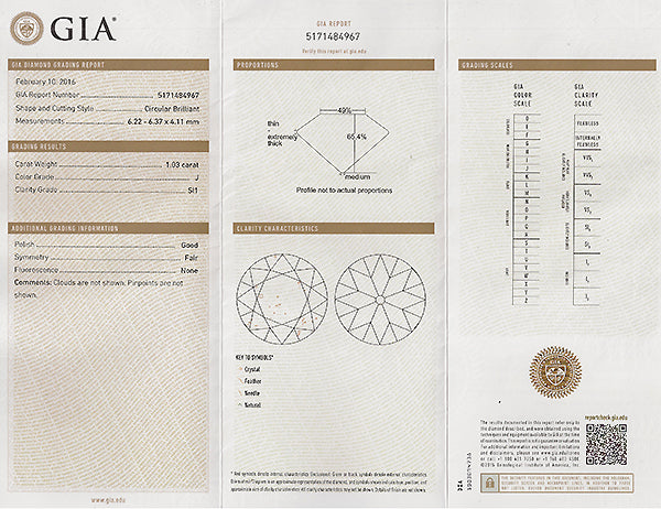 Vintage GIA Certified 1.03ct Diamond Engagement Ring