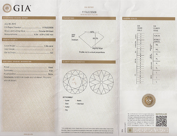 Vintage GIA Certified 1.04ct Diamond Engagement Ring