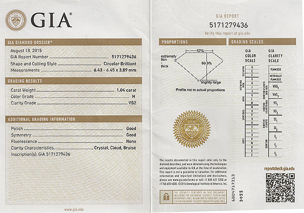 Vintage GIA Certified 1.04ct Diamond Engagement Ring