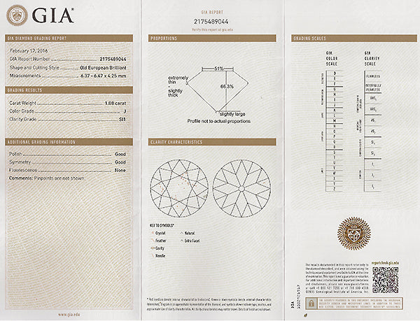 Vintage GIA Certified 1.08ct Diamond Engagement Ring