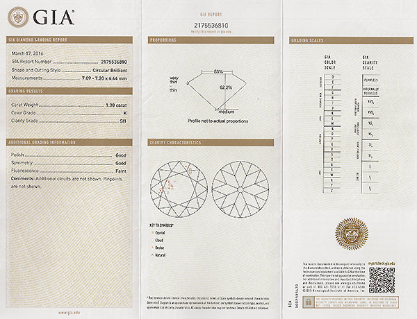 Vintage GIA Certified 1.38ct Diamond Engagement Ring