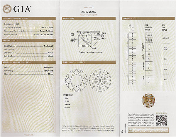 Vintage GIA Certified 1.52ct Diamond Engagement Ring