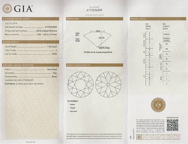 Vintage GIA Certified 1.53ct Diamond Engagement Ring