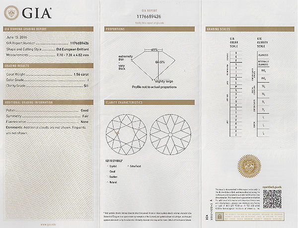 Vintage GIA Certified 1.56ct Diamond Engagement Ring