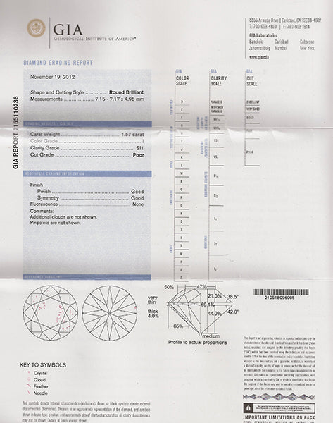 Vintage GIA Certified 1.57ct Diamond Engagement Ring