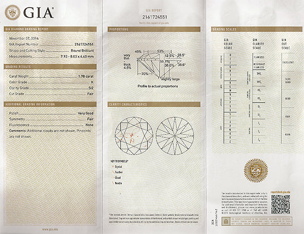 Vintage GIA Certified 1.78ct Diamond Engagement Ring