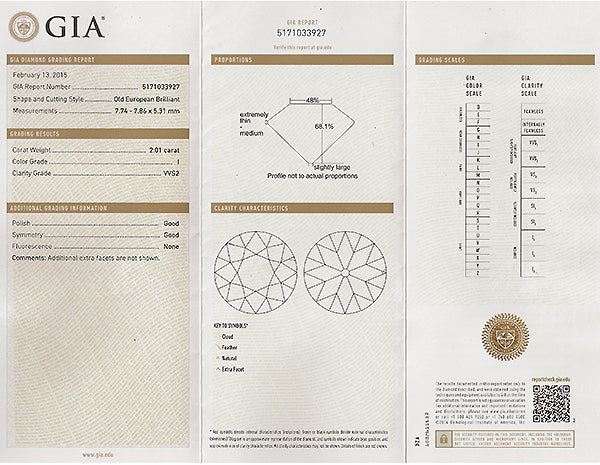 Vintage GIA Certified 2.01ct Diamond Engagement Ring